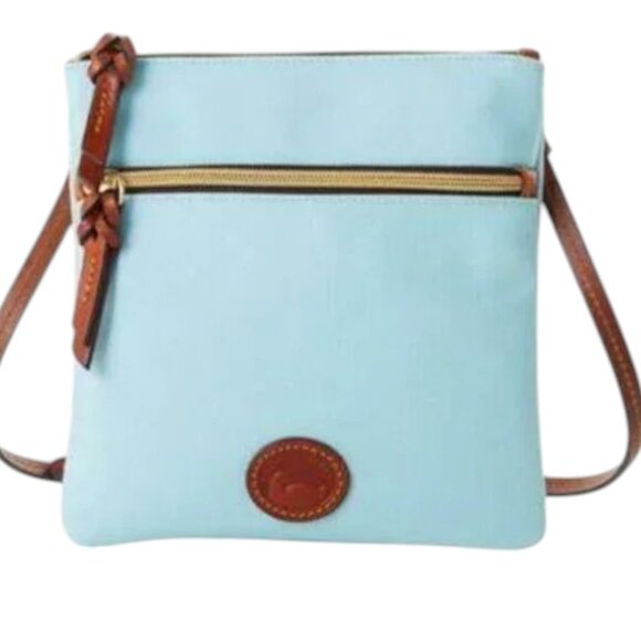 DOONEY & BOURKE Double Zip Nylon Crossbody in Light Blue Bag Hands free - Picture 1 of 10